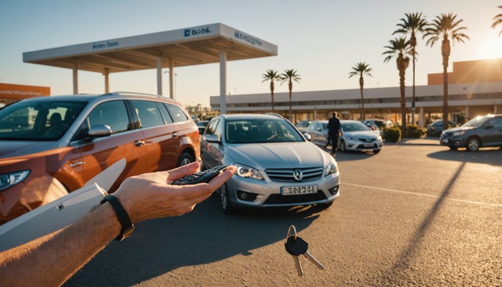 Remise des clés d’une voiture de location sur le parking de l’aéroport d’Agadir Al Massira